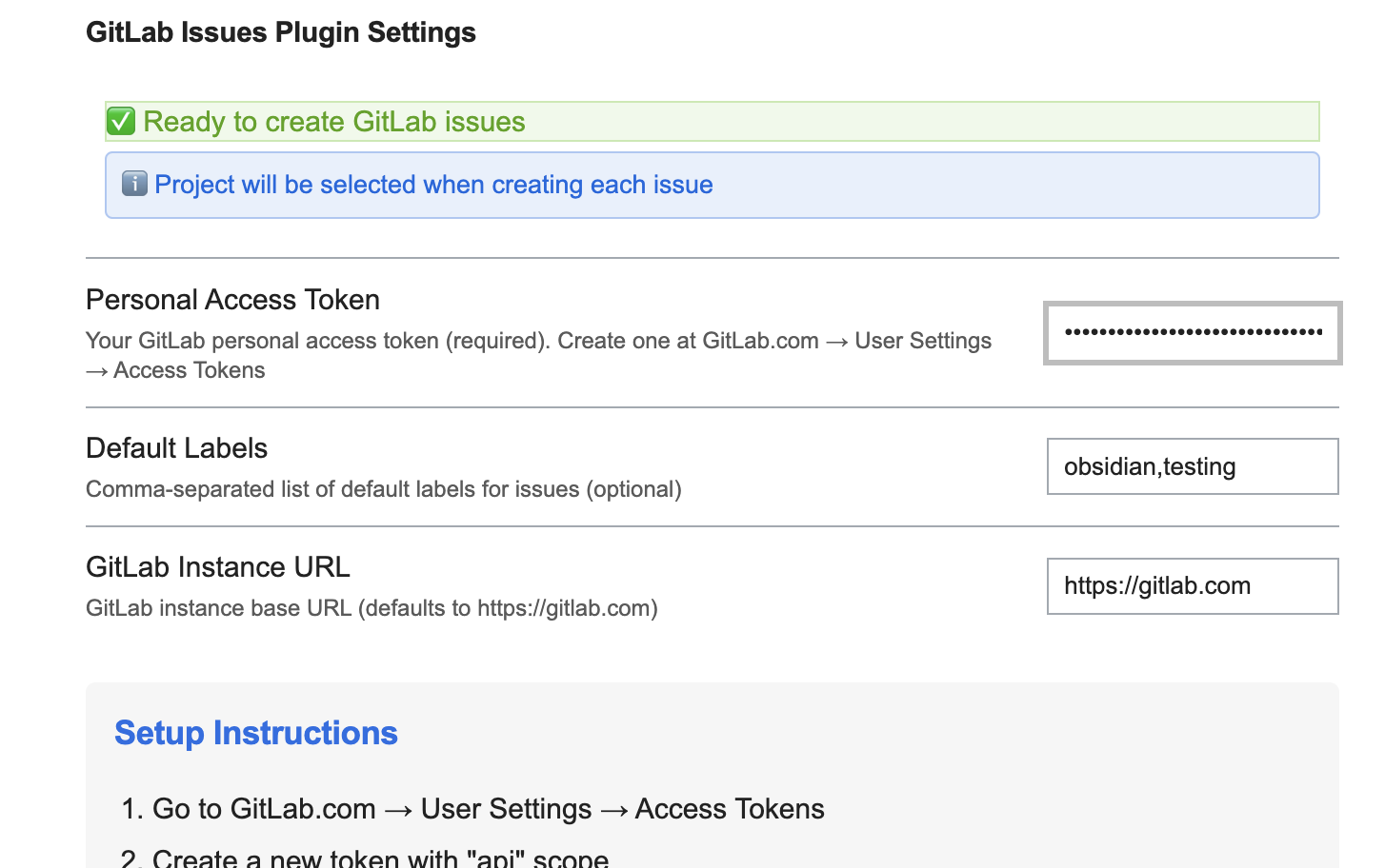 Obsidian GitLab Issues Plugin Preview